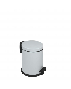 Pattumiera a pedale New Bin Basic in acciaio zincato verniciato a polvere bianca; maniglia di trasporto richiudibile in plastica; pedale in plastica per utilizzo conforme al metodo HACCP; base in plastica.