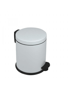 Pattumiera a pedale New Bin Basic in acciaio zincato verniciato a polvere bianca; maniglia di trasporto richiudibile in plastica; pedale in plastica per utilizzo conforme al metodo HACCP; base in plastica.