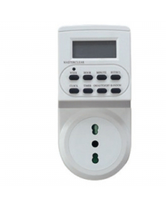 Timer digitale settimanale adatto per l'accensione e lo spegnimento di qualsiasi apparato collegato alla rete elettrica. Impostazione settaggio: 10 programmi ON/OFF giornalieri e 160 settimanali. Tempo di impostazione minimo: 1 minuto. Tempo di impostazio