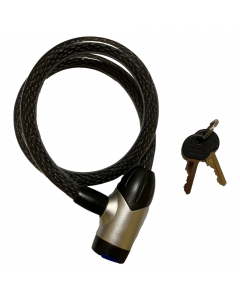Lucchetto a spirale a due chiavi. Dimensioni ?12x650mm. Consigliato per biciclette e moto.