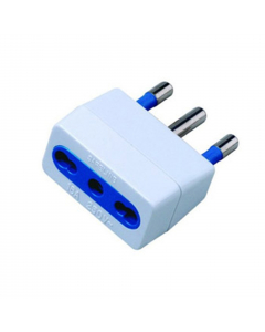 Adattatore di rete semplice bianco, spina standard italiano 2P+T 16 A, 1 presa standard italiano (bipasso) 2P+T 10/16 A a ricettivitÓ multipla con alveoli schermati.