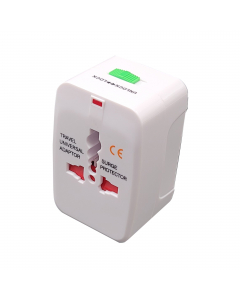 Adattatore da viaggio per spine e prese di tipo europeo, inglese e americano
• Ingresso AC 85-250V
• Massima corrente in uscita: 6A, 1500W
• Colore bianco