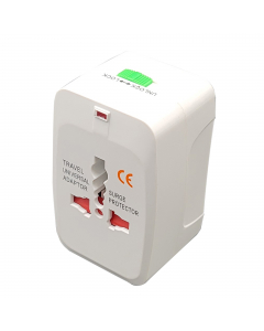 Adattatore da viaggio per spine e prese di tipo europeo, inglese e americano con 2 USB.
• Ingresso AC 100-250V
• USCITA USB: DC 5V 1A Max
• Massima corrente in uscita: 6A, 1500W
• Colore bianco