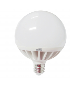 Lampada LED Classe tipo F luce bianca fredda (6000K). Potenza 24W. Potenza equivalente 120w. Risparmio energetico 85%. Tensione di lavoro 220-240v. Attacco E27. Cri >80. Lumen 2530. Angolo di illuminazione >170¦. Misure d.120 x h. 160mm