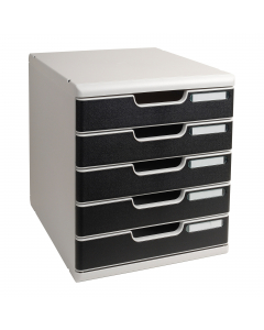 Modulo a 5 cassetti da 5,4cm formato L 28,8x H 32x P 35cm. sistema di archiviazione elegante e funzionale per l'archiviazione dei documenti formato a4+. I vari moduli a4 e a3 sono sovrapponibili ad incastro. Ogni modulo puo' variare come numero e altezza 