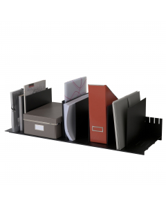 Portariviste a 10 separatori mobili in polistirene antiurto con 10 separatori posizionabili a piacimento. Dimensioni (lxpxh): 80,2x27,5x21cm.