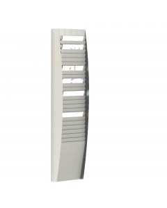 Portadocumenti/portariviste da muro con struttura in polistirene colore grigio chiaro. Modulo a 25 scomparti verticali.
Dimensioni scomparto: L23,4 x P0,6 x H29,5cm - parte visibile 3cm.
Dimensioni modulo: L27,3 x P12,9 x H112cm.
Consegnato pronto all’uso