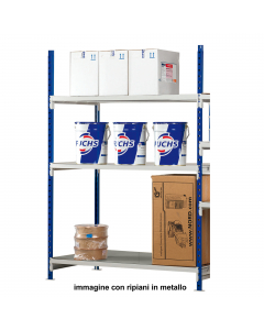 Ripiani in metallo pieno per kit iniziale.