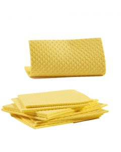 Panno in spugna di cellulosa e cotone. Dimensioni: 18x20cm. In confezione da 10 pannospugna colore giallo.