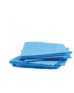 Panno in spugna di cellulosa e cotone. Dimensioni: 18x20cm. In confezione da 10 pannospugna colore azzurro.