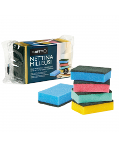 Spugna sintetica a doppio strato: abrasivo da un lato e assorbente dall'altro. In colori assortiti per assegnare ad ogni colore un ambito di impiego prevenendo contaminazioni incrociate. Dimensioni: 110x65xh.30mm.
• spugna 100% poliuretano
• fibra 100% po