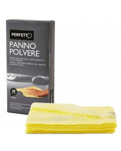 confezione 10 panni gialli usa e getta antistatici per la polvere cm. 45x30 impregnati di olio minerale altamente assorbenti. Adatti per mobili e superfici