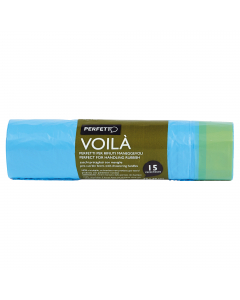 Sacchi cartene HD 100% riciclabile. Formato 50x60cm - 30Lt (18µ). Colore azzurro con maniglie.