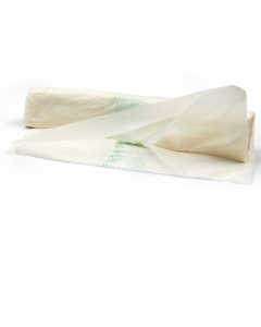 Sacchi bianchi biodegradabili e compostabili per rifiuti organici. Dotati di maniglie per la chiusura.
