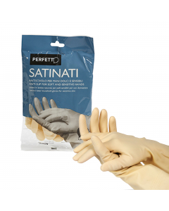 Guanti in puro lattice naturale, per pelli sensibili. Uso domestico. Presa Antiscivolo. Colore bianco.
