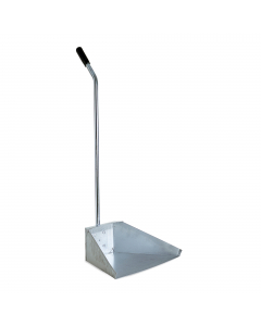 Alzaimmondizie in metallo zincato con manico. Struttura in lamiera zincata spessore 0,5mm con manico in metallo altezza 70cm con manopola in gomma antiscivolo. Dimensioni: L35  x P24 x H12cm.