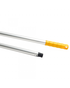 Manico in alluminio con impugnatura in PPL e terminale con vite e foro. Diametro 23mm e 150cm. Sistema colore per prevenire la contaminazione batterica tra diversi ambienti.