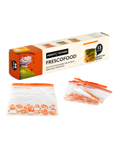 Sacchetti richiudibili per alimenti, adatti a  Frigo/Congelatore. Chiusura ermetica con doppia cerniera. Dimensioni: 21xh.21,5 - Small.