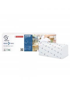Tovaglioli interfogliati bianchi 33,2x21,6cm (dimensioni da piegato 16,6x33,20cm) in pura cellolosa 18gr 1 velo. Superficie micro. Idonei al contatto con alimenti. Certificati Ecolabel / FSC.