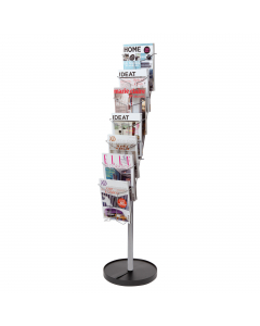 ESPOSITORE IN FILO METALLICO GRIGIO, OTTIMA ALTERNATIVA AI PRODOTTI IN PLASTICA. STRUTTURA MOLTO ROBUSTA E LEGGERA. DIMENSIONE Ø 35CM X H 150CM - 7 TASCHE A4.
