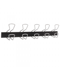 Appendiabiti in metallo e ABS dotato di supporti doppi. Dimensioni: L76cm x P7,5cm x H 16,5cm . Ideale per sale d'aspetto, corridoi, uffici ecc.