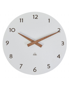 Orologi eleganti e di tendenza ideale per aree di ricevimento e uffici. Struttura in MDF colori soft con lancette in noce. Movimento al quarzo di alta precisione. Silenzioso. Funziona con una batteria AA (non inclusa). Dimensione Ø 30cm - spessore 5mm. Ga