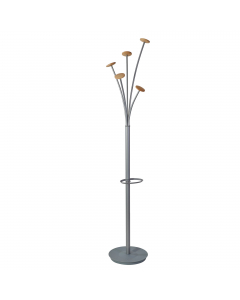 Un design contemporaneo e innovativo ad un prezzo molto contenuto! Struttura in acciaio con 5 grandi supporti in legno chiaro per una perfetta cura degli abiti. Portaombrelli con raccogli goccia alla base. Base ponderata da 5kg per una maggiore stabilità.