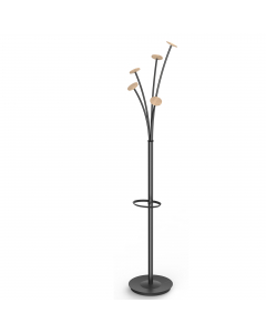 Un design contemporaneo e innovativo ad un prezzo molto contenuto! Struttura in acciaio con 5 grandi supporti in legno chiaro per una perfetta cura degli abiti. Portaombrelli con raccogli goccia alla base. Base ponderata da 5kg per una maggiore stabilità.