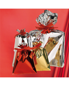 Buste regalo in ppl metal lucido 50x75cm senza patella adesiva.
