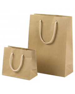 Shopper in carta kraft color avana. Maniglie cordino in cotone gr.160.