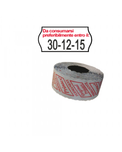 Rotolo da 1.000 etichette a onda 26x12mm con dicitura "Da consumarsi preferibilmente entro il". Confezione 10 rotoli.