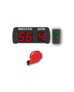 MDP-M21- Display "MULTIFUNZIONI" è composto da una casella a 2 cifre con l'indicazione del numero progressivo della persona di turno, più una casella con il numero dello sportello dove la persona deve recarsi. 
Il kit completo è composto da:
• Display mul