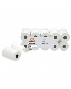 Rotoli in carta termica 55gr/m2 per POS e Carte di Credito. 
Stampa sul retro della dicitura "non vale come scontrino fiscale" + BPA free + logo FSC.
Tipo carta: termica Mitsubishi P5046 priva di bisfenolo A (BPA FREE), stabilità immagine 10 anni, certifi