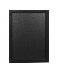 Lavagna di qualità con cornice in legno laccato nero L2cm H1cm. Fondo lavagna nera in resina melaminica da 4mm. Adatta per uso interno.Superficie di scrittura doppia, non porosa, antigraffio, antiuro e resistente ai raggio UV.  Fornita con kit di montaggi
