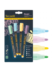 Marcatori dai colori brillanti resistenti allo sbiadimento e alle sbavature. Si eliminano dalle superfici semplicemente con un panno umido. Ideali su superfici come vetro, plastica e metallo. Punta fine da 1 a 2mm.  In blister nell'assortimento PASTEL: az