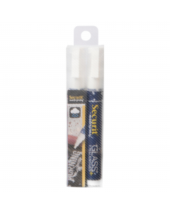 Pennarelli a gesso liquido resistenti all’acqua, per creare scritte impermeabili e resistenti su qualsiasi superficie non porosa come vetri e lavagne. Rimovibile solo con l'apposito spray Securit.