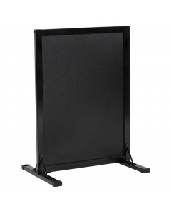 Lavagna Stand da terra Woody con cornice in legno laccato. Superficie resistente ai raggi UV e ai graffi. Base in acciaio inossidabile e piedini gommati. Dimensione 78x56x40cm. Colore nero.