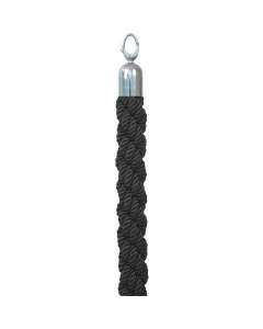 Cordone intrecciato spesso e resistente con moschettoni in acciaio lucido.Cordone 150cm Ø 4cm colore nero.