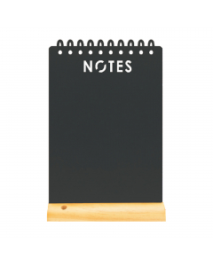 Lavagnetta NOTES. Formata da una base in legno duro laccato che sorregge una lastra removibile e scrivibile da entrambi i lati. Incluso un marcatore a gesso liquido bianco. Dimensione: 34x21x6cm.