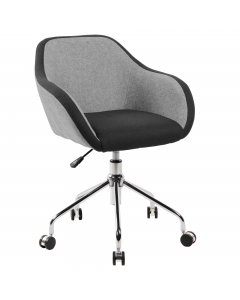 Seduta visitatore con rivestimento in tessuto. Girevole con meccanismo di elevazione a gas. Elevazione a gas. Base in acciaio cromato con ruote pivottanti. Ideale anche per sale riunioni. Dimensioni cm L58x P56 x H76,5/84cm.