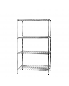 Kit scaffali in acciaio cromato con tubolari Ø 2,54cm e piedini regolabili Profondità scaffali 60cm adatti per archivi e magazzini. 4 ripiani dimensioni totali: 60x90cm H160cm. Portata 100kg.