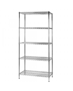 Kit scaffali in acciaio cromato con tubolari Ø 2,54cm e piedini regolabili Profondità scaffali 60cm adatti per archivi e magazzini. 5 ripiani dimensioni totali: 60x90cm H200cm. Portata 100kg.