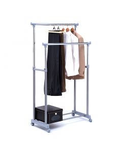 Stender colore grigio/cromo. Capacità 30Kg. Dotato di ruote. Dimensione 90x44cm - H99-179cm.
