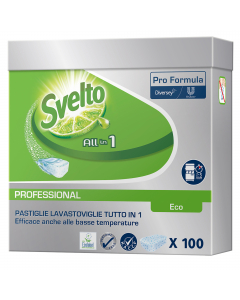 Detergente per lavastoviglie in pastiglie 3in1: Detergente, Sale e Brillantante in un’unica pastiglia. Rimuove in modo efficace grasso, residui alimentari secchi e macchie di the e caffè. Utilizzabile in TUTTE le lavastoviglie, sia professionali che domes