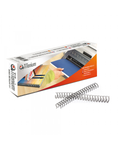 Dorsi metallici a 34 anelli passo 3:1

Diametro: 8mm 
Capacità: 45 fg da 80gr
Colore: bianco