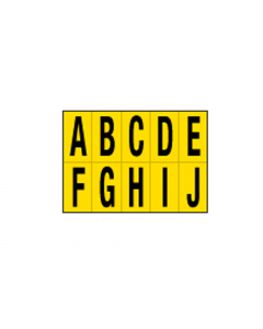 Etichette adesive. Formato foglio: 280x200mm. Formato etichetta: 56x99mm. Altezza carattere: 83mm. Colore: scritta nera su foglio giallo.