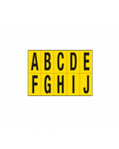 Etichette adesive. Formato foglio: 350x250mm. Formato etichetta: 70x124mm. Altezza carattere: 103mm. Colore: scritta nera su foglio giallo.