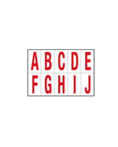 Etichette adesive. Formato foglio: 280x200mm. Formato etichetta: 56x99mm. Altezza carattere: 83mm. Colore: scritta rossa su foglio bianco.