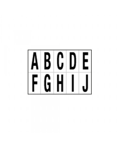 Etichette adesive. Formato foglio: 280x200mm. Formato etichetta: 56x99mm. Altezza carattere: 83mm. Colore: scritta nera su foglio bianco.