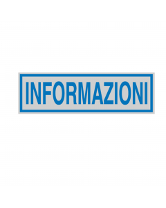 Etichette di indicazione per interni su pellicola autoadesiva colore argento opaco con scritta blu. Formato unico 165x50mm. Adatti per segnaletica in aree private.